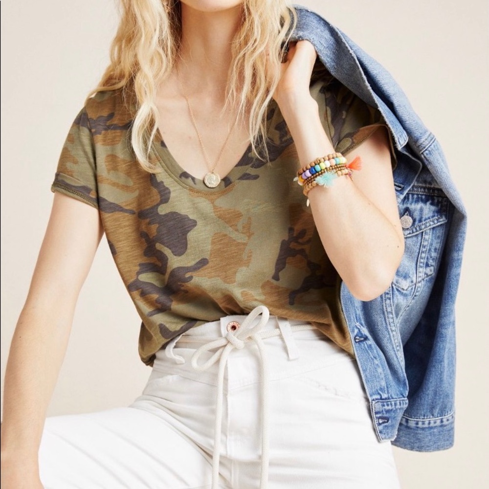 Sanctuary Camo Scoop Neck Tee